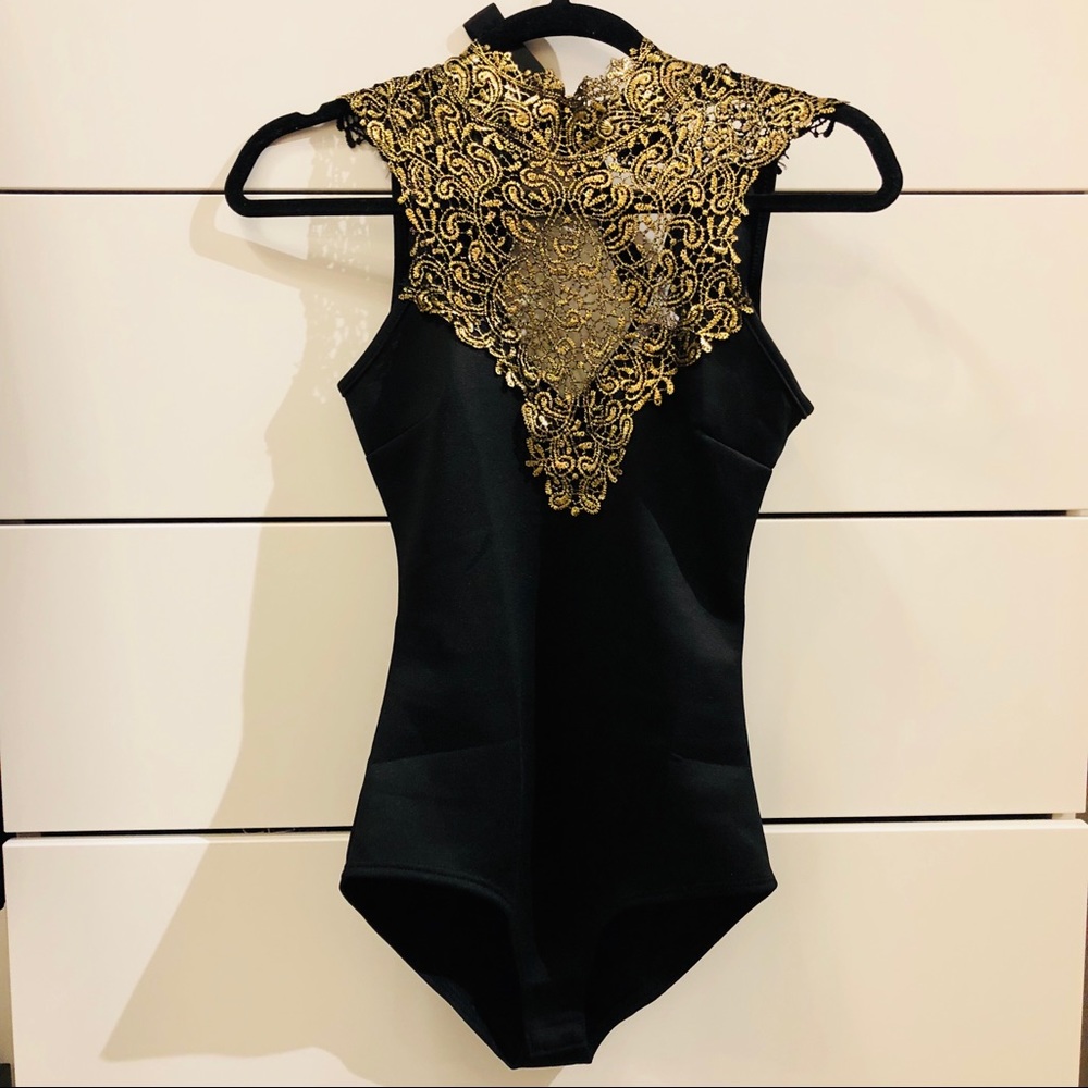 SOLD Black and Gold Bodysuit